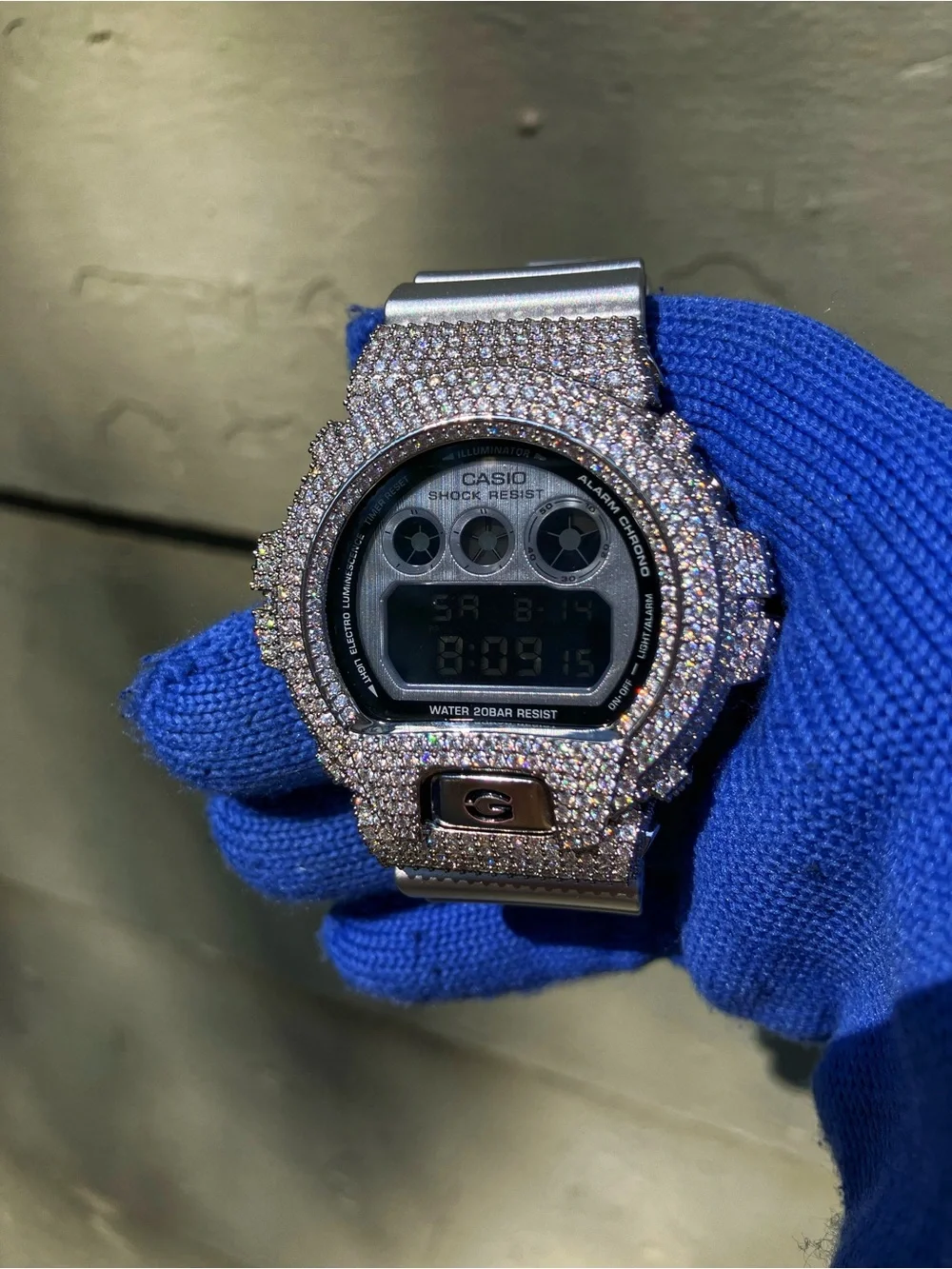 BUSSDOWN Moissanite Custom G Shock Silver Metallic Colorway